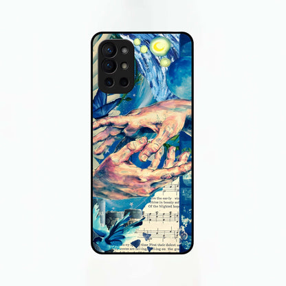  Aesthetic Divider Glass Case For OnePlus 9R back cover – full design glossy printed glass finish