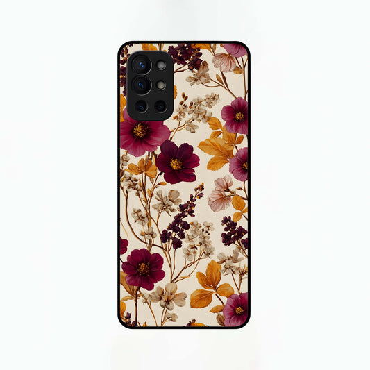  Autumn Wine Bloom Glass Case For OnePlus 9R back cover – full design glossy printed glass finish