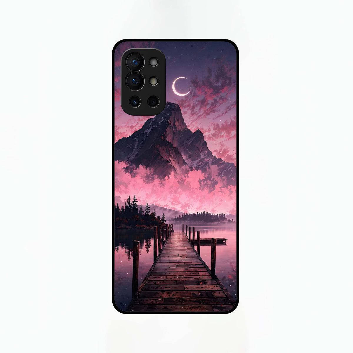  Beautiful Mountain View Glass Case For OnePlus 9R back cover – full design glossy printed glass finish