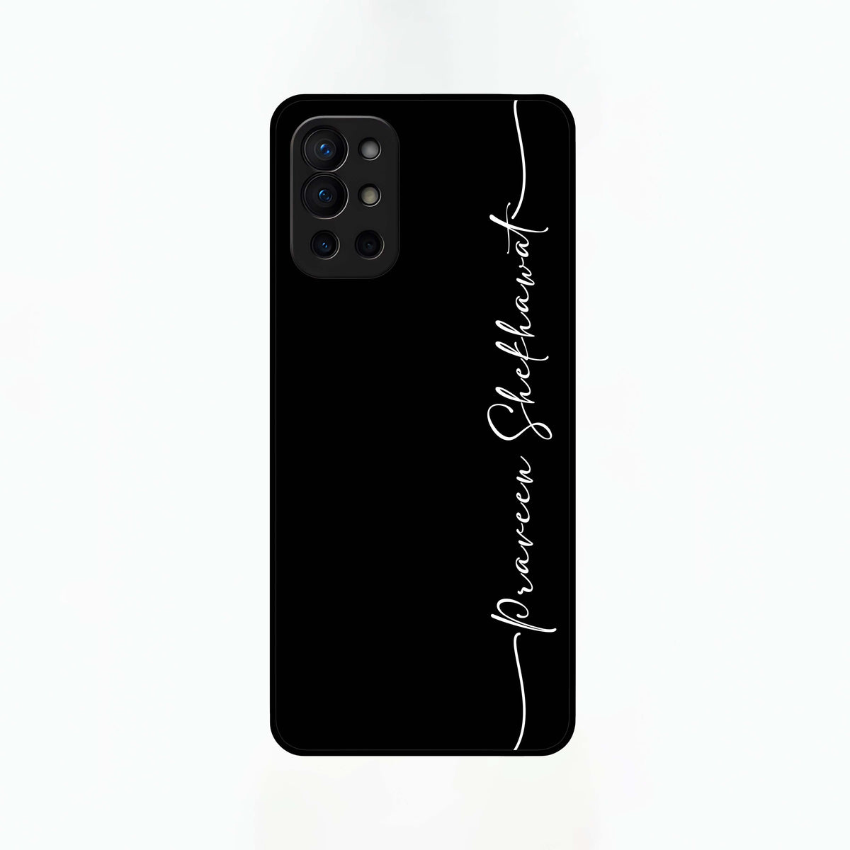  Black Tune Custom Name Glass Case For OnePlus 9R back cover – full design glossy printed glass finish