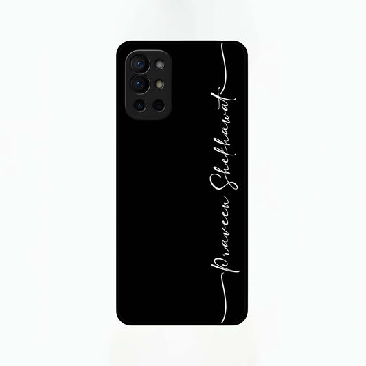  Black Tune Custom Name Glass Case For OnePlus 9R back cover – full design glossy printed glass finish