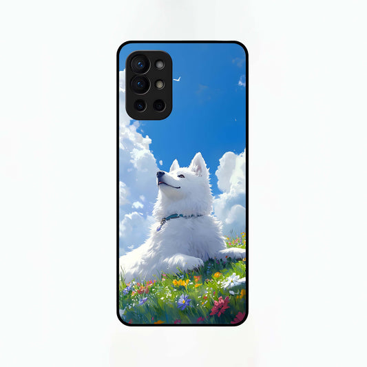  Blissful Cloud Pup Glass Case For OnePlus 9R back cover – full design glossy printed glass finish