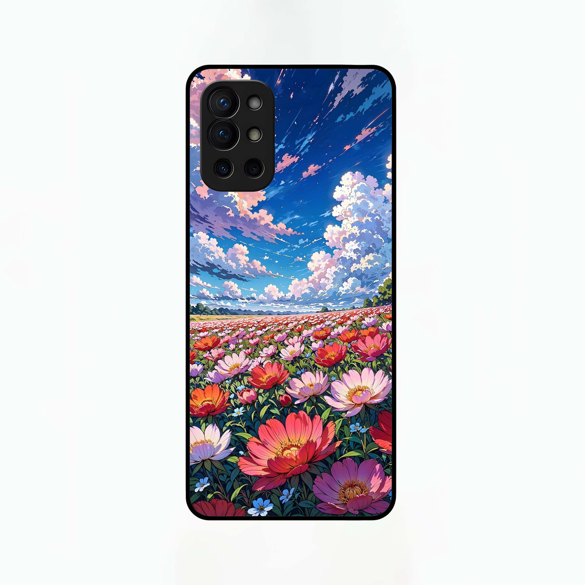  Blossom Sky Field Glass Case For OnePlus 9R back cover – full design glossy printed glass finish
