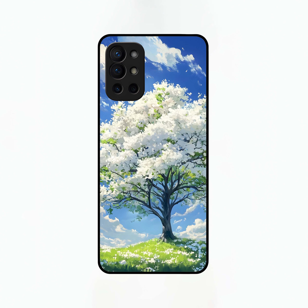 Blossom Sky Serenity Glass Case For OnePlus 9R back cover – full design glossy printed glass finish