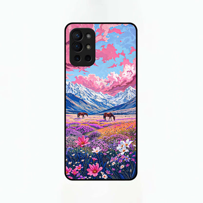  Blossom Valley Dream Glass Case For OnePlus 9R back cover – full design glossy printed glass finish