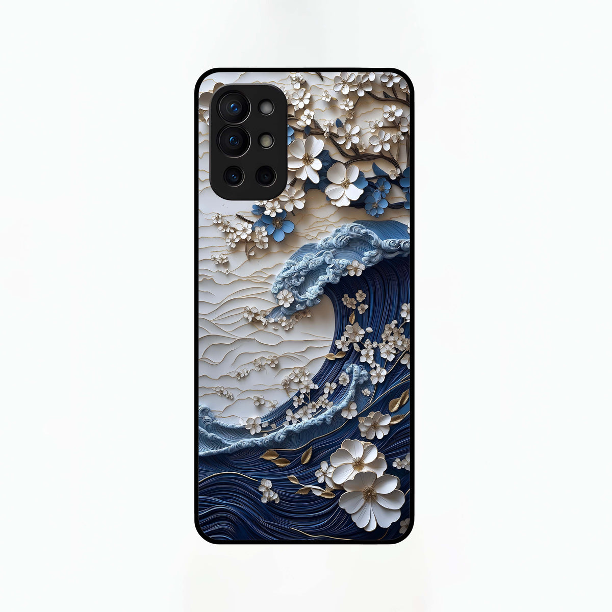 Blossom Wave Art Glass Case For OnePlus 9R back cover – full design glossy printed glass finish