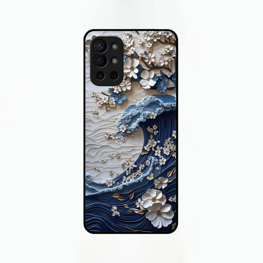  Blossom Wave Art Glass Case For OnePlus 9R back cover – full design glossy printed glass finish