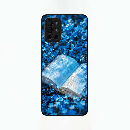  Blue Bloom Tales Glass Case For OnePlus 9R back cover – full design glossy printed glass finish