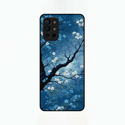  Blue Tree Serenity Glass Case For OnePlus 9R back cover – full design glossy printed glass finish