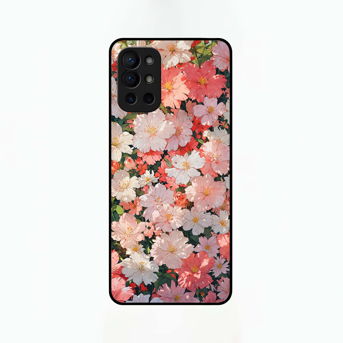  Blush Bloom Field Glass Case For OnePlus 9R back cover – full design glossy printed glass finish