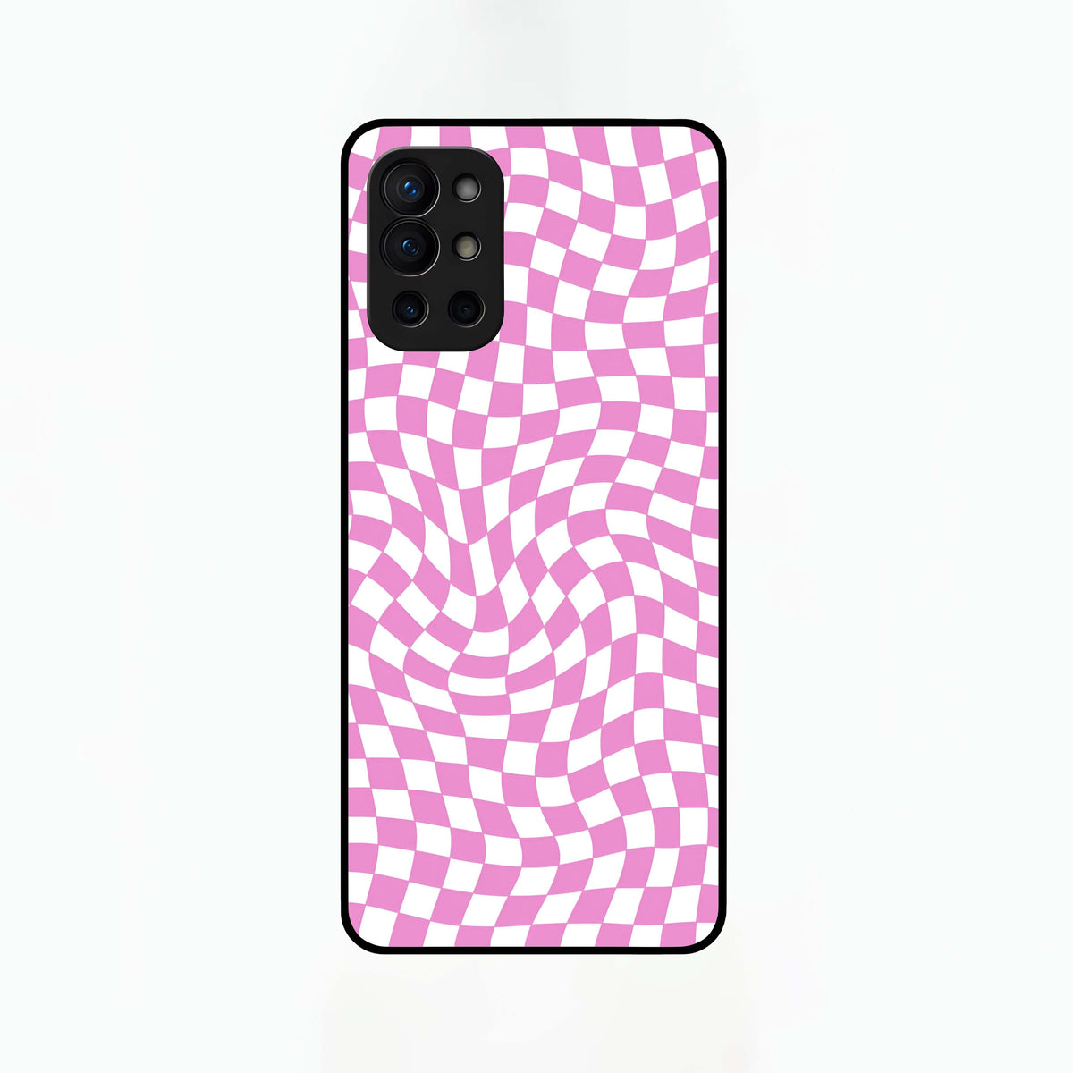  Bubblegum Check Wave Glass Case For OnePlus 9R back cover – full design glossy printed glass finish