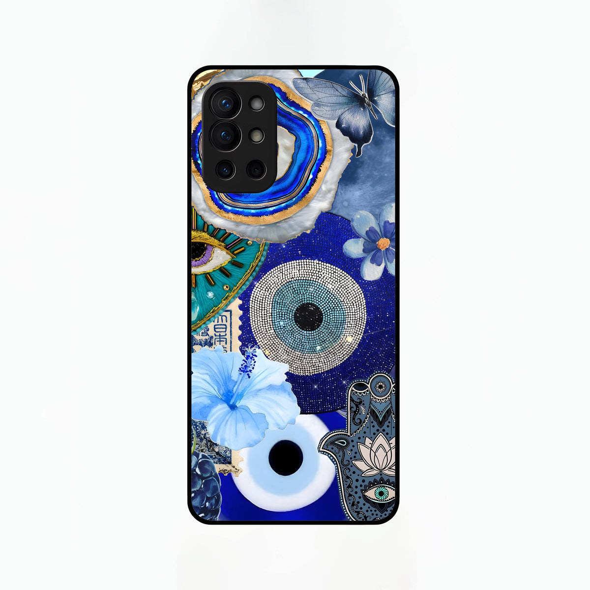  Celestial Blue Vision Glass Case For OnePlus 9R back cover – full design glossy printed glass finish