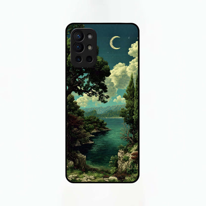  Celestial Lake Peace Glass Case For OnePlus 9R back cover – full design glossy printed glass finish
