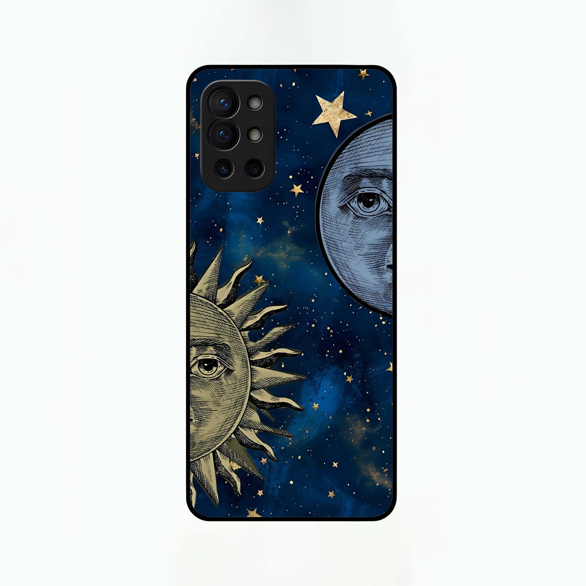  Celestial Moon With Sun Glass Case For OnePlus 9R back cover – full design glossy printed glass finish