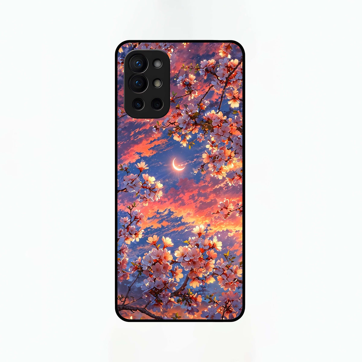  Celestial Sakura Sunset Glass Case For OnePlus 9R back cover – full design glossy printed glass finish