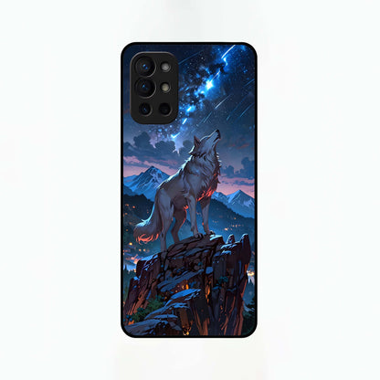  Celestial Wolf Howl Glass Case For OnePlus 9R back cover – full design glossy printed glass finish