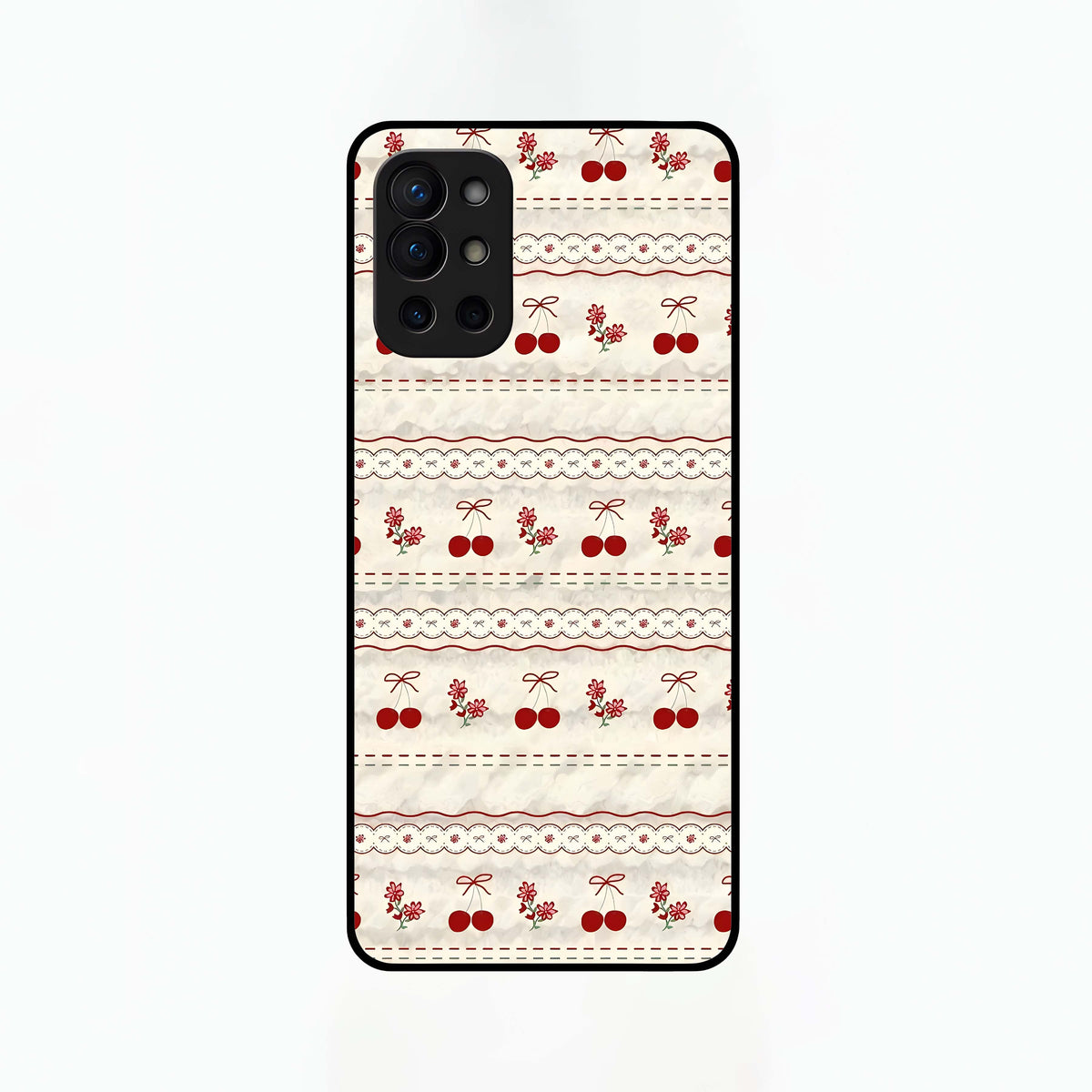  Cherry Bloom Charm Glass Case For OnePlus 9R back cover – full design glossy printed glass finish