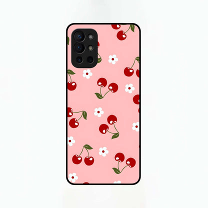  Cherry Love Mood Glass Case For OnePlus 9R back cover – full design glossy printed glass finish