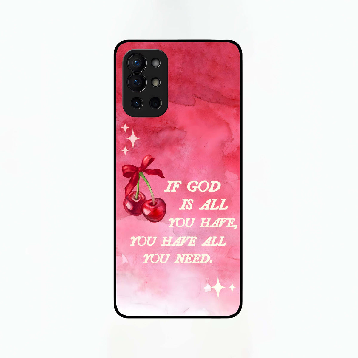  Cherry Quote Glass Case For OnePlus 9R back cover – full design glossy printed glass finish