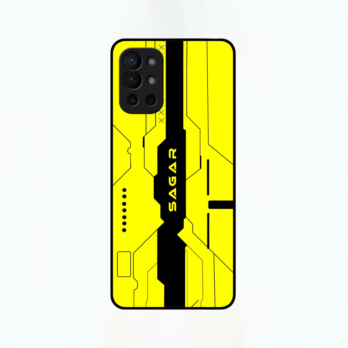  Circuit CYBERPUNK Custom Name Glass Case For OnePlus 9R back cover – full design glossy printed glass finish