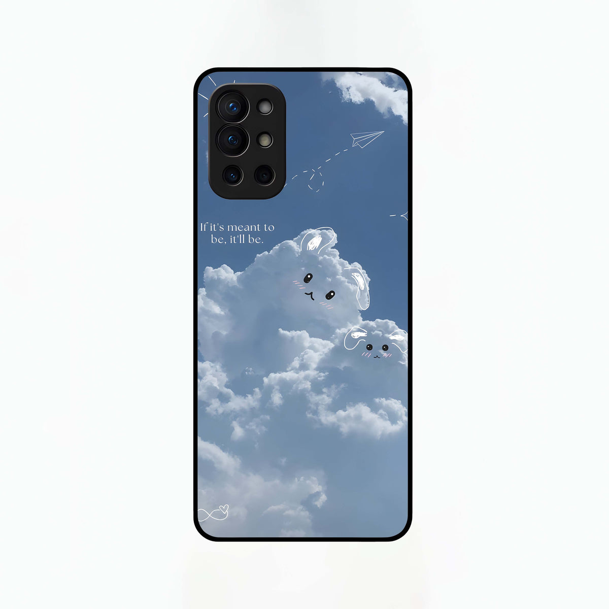  Cloud Bunny Dreams Glass Case For OnePlus 9R back cover – full design glossy printed glass finish