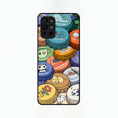  Coins Patterns Glass Case For OnePlus 9R back cover – full design glossy printed glass finish