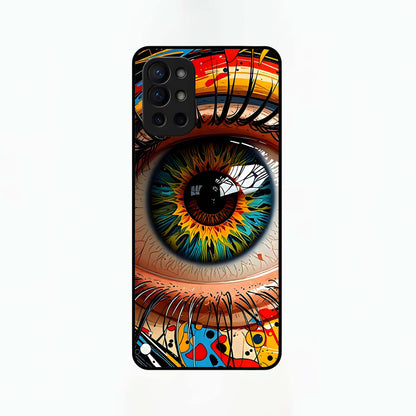  Colorful Eye Glass Case For OnePlus 9R back cover – full design glossy printed glass finish