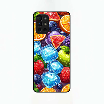  Colorful Fruits with Ice Glass Case For OnePlus 9R back cover – full design glossy printed glass finish