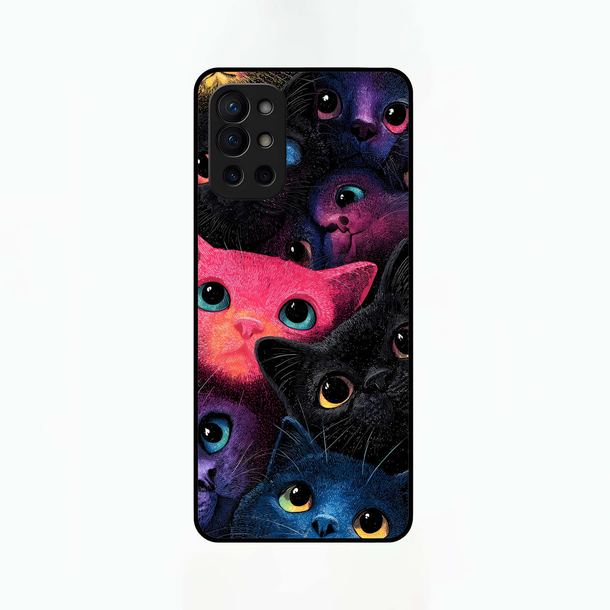  Cosmic Cats Dreams Glass Case For OnePlus 9R back cover – full design glossy printed glass finish