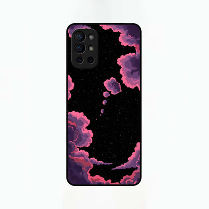  Cosmic Cloud Journey Glass Case For OnePlus 9R back cover – full design glossy printed glass finish