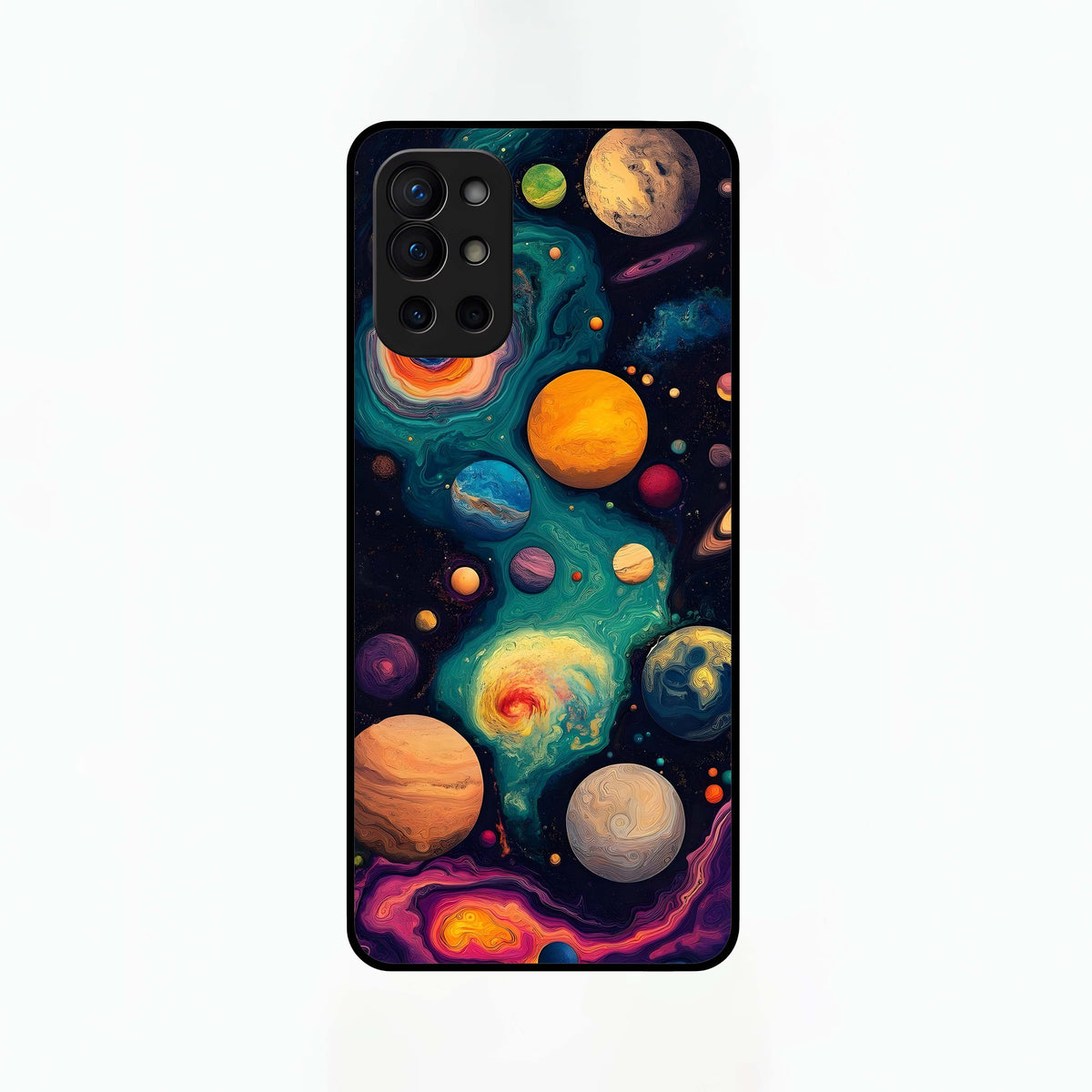  Cosmic Planet Journey Glass Case For OnePlus 9R back cover – full design glossy printed glass finish