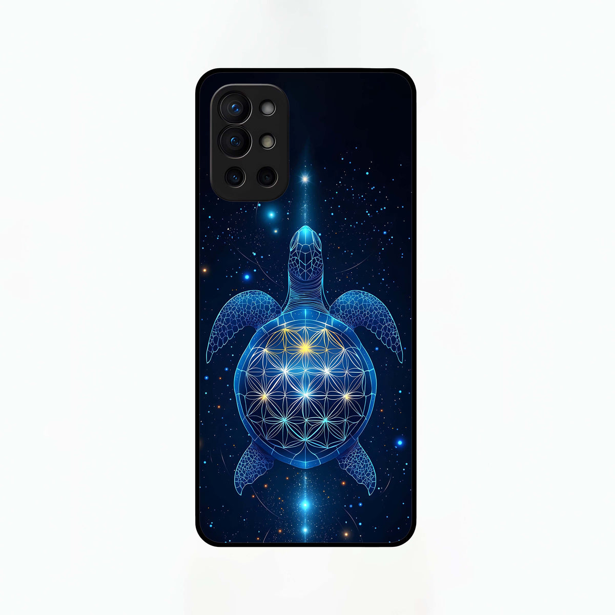 Crimson Blue Turtle Glass Case For OnePlus 9R back cover – full design glossy printed glass finish