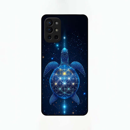  Crimson Blue Turtle Glass Case For OnePlus 9R back cover – full design glossy printed glass finish