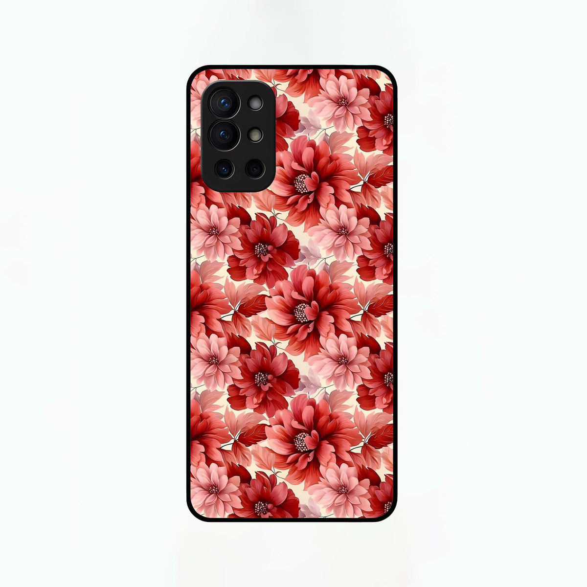  Crimson Love Petals Glass Case For OnePlus 9R back cover – full design glossy printed glass finish