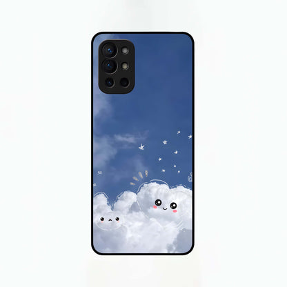  Cute Blossom Cloud Glass Case For OnePlus 9R back cover – full design glossy printed glass finish