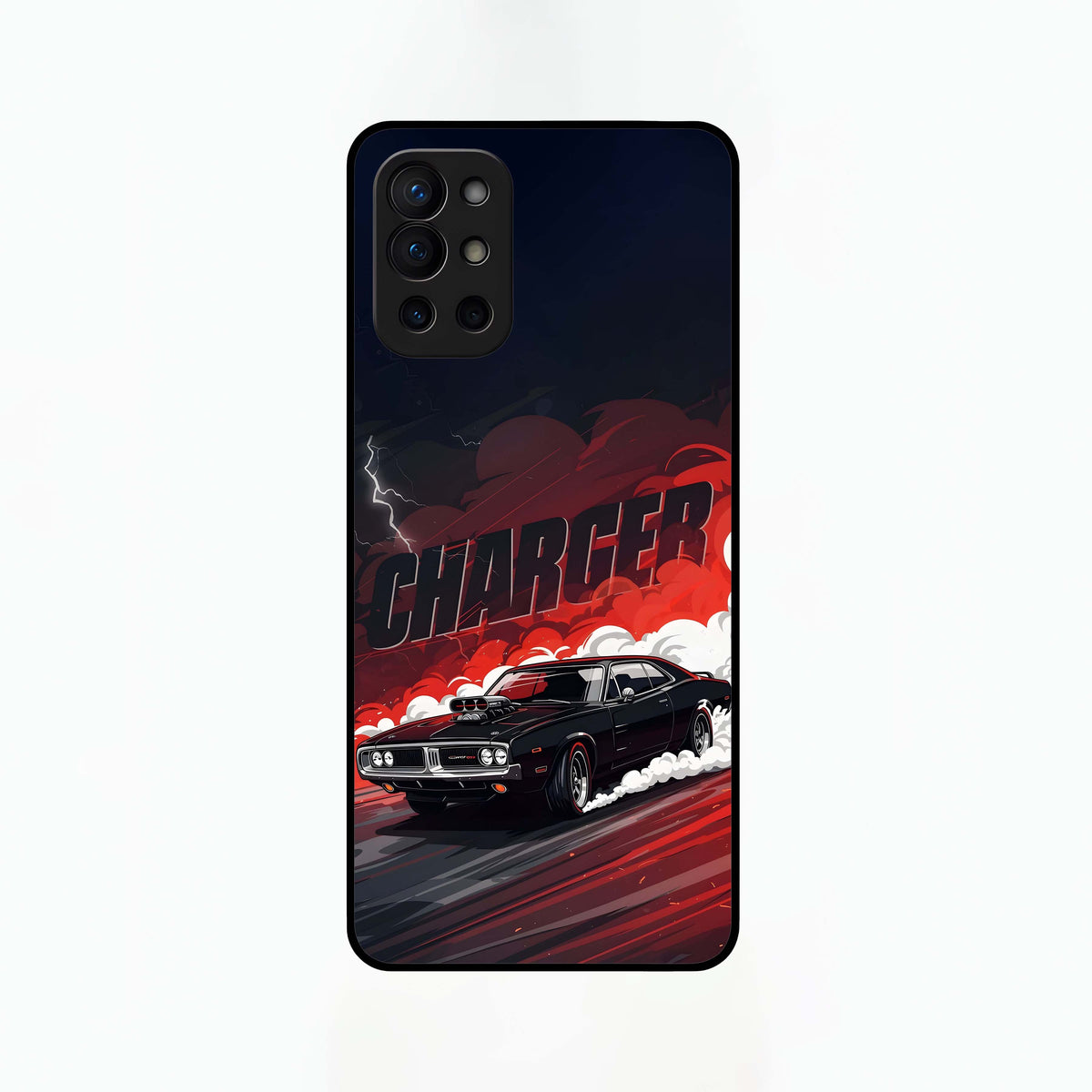  Dark Charger Fury Glass Case For OnePlus 9R back cover – full design glossy printed glass finish