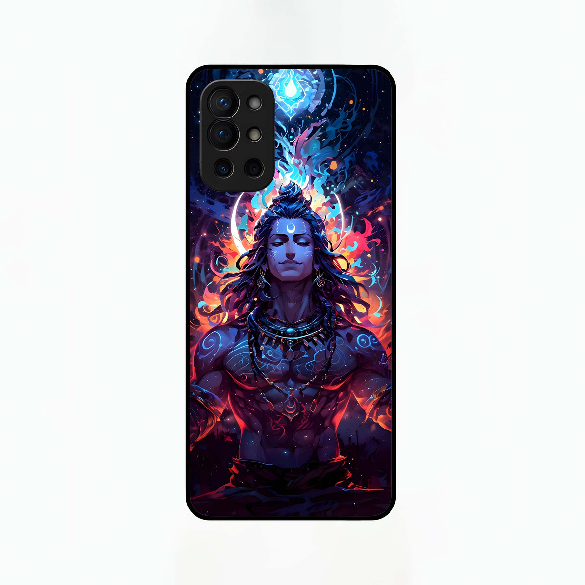  Divine Fire Shiv Glass Case For OnePlus 9R back cover – full design glossy printed glass finish