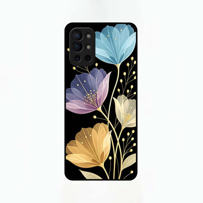  Flower Bloom Glow Glass Case For OnePlus 9R back cover – full design glossy printed glass finish