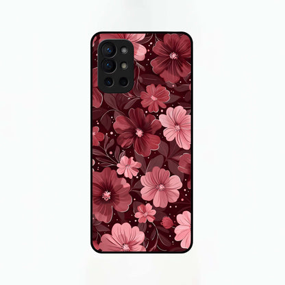  Flower Blush Bloom Glass Case For OnePlus 9R back cover – full design glossy printed glass finish