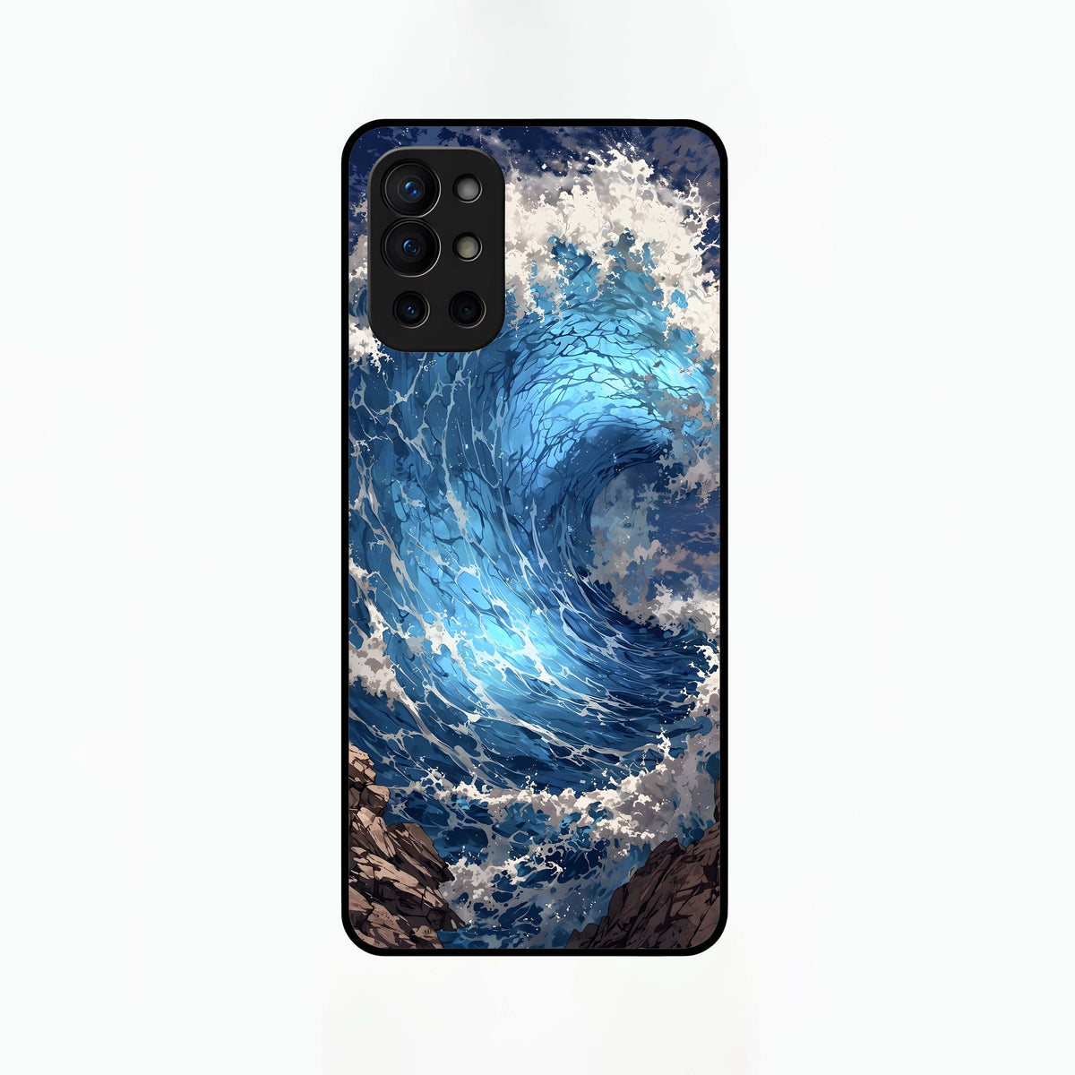  Giant Ocean Wave Glass Case For OnePlus 9R back cover – full design glossy printed glass finish