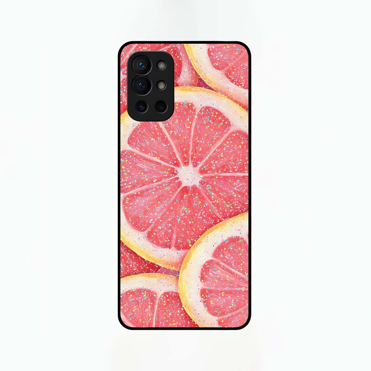  Glitter Grapefruit Glass Case For OnePlus 9R back cover – full design glossy printed glass finish