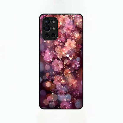  Glowing Petal Bliss Glass Case For OnePlus 9R back cover – full design glossy printed glass finish