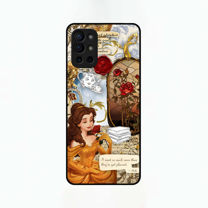  Golden Dream Belle Glass Case For OnePlus 9R back cover – full design glossy printed glass finish