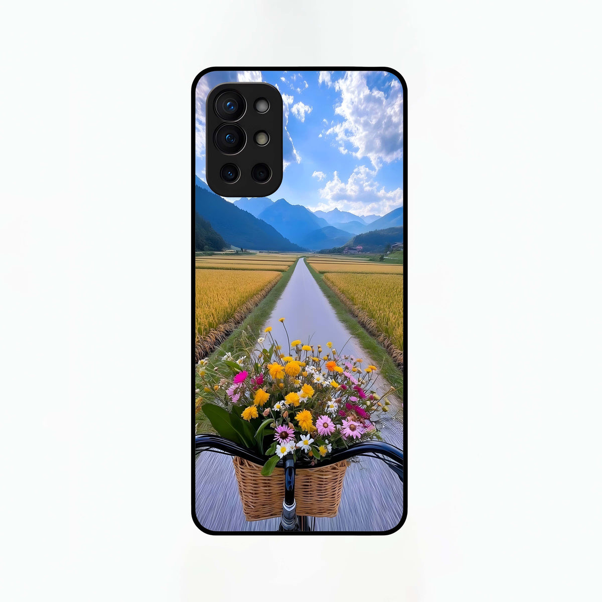  Golden Field Journey Glass Case For OnePlus 9R back cover – full design glossy printed glass finish