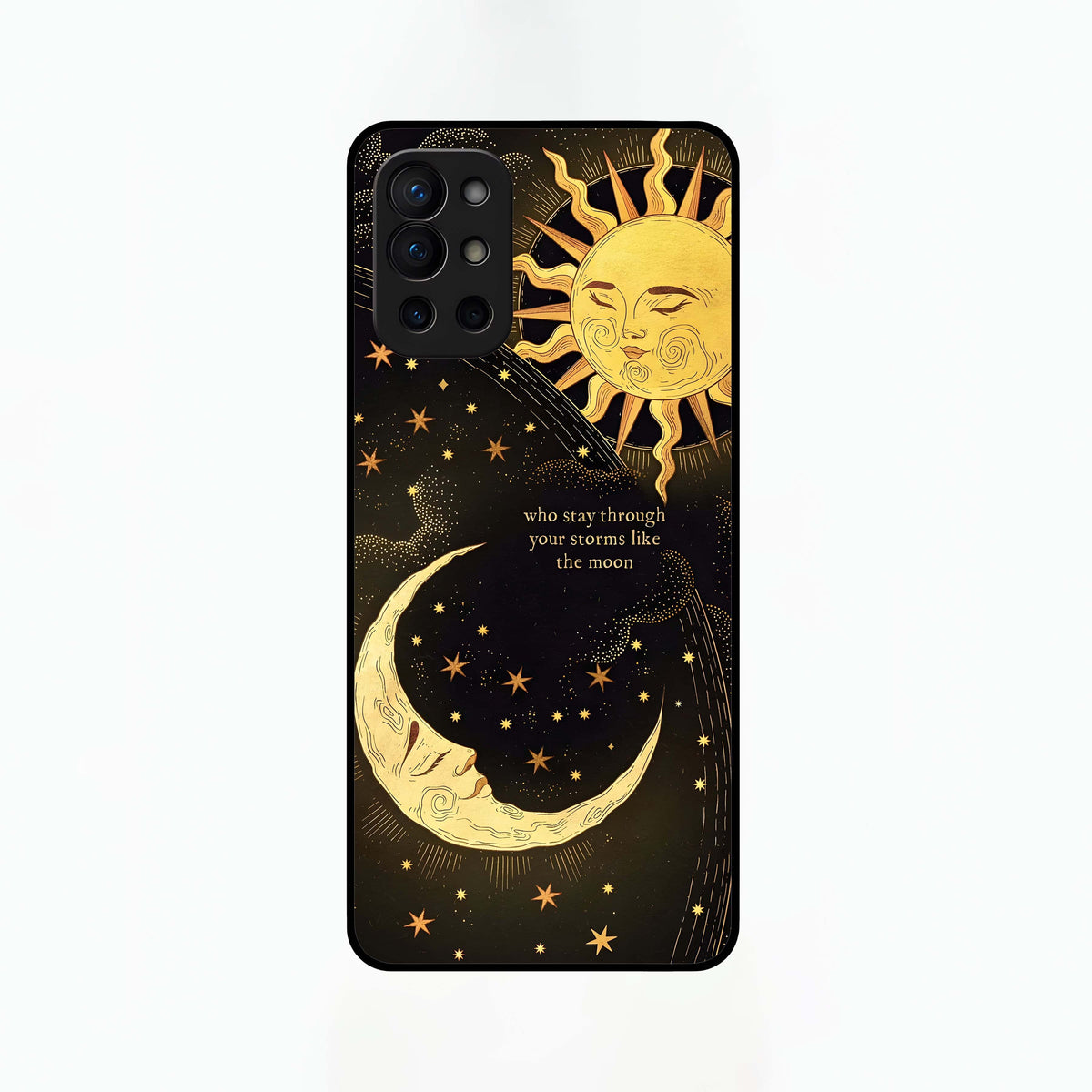  Golden Lunar Love Glass Case For OnePlus 9R back cover – full design glossy printed glass finish