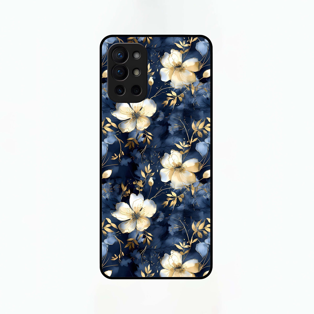  Golden Midnight Bloom Glass Case For OnePlus 9R back cover – full design glossy printed glass finish