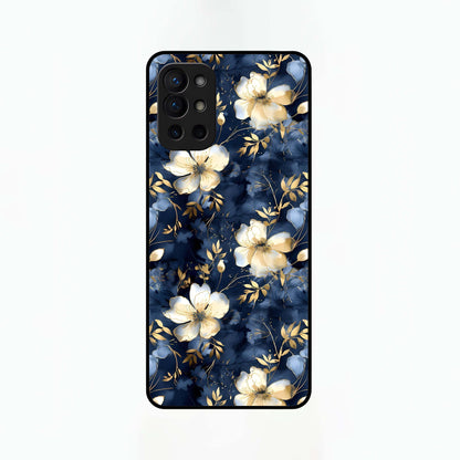  Golden Midnight Bloom Glass Case For OnePlus 9R back cover – full design glossy printed glass finish