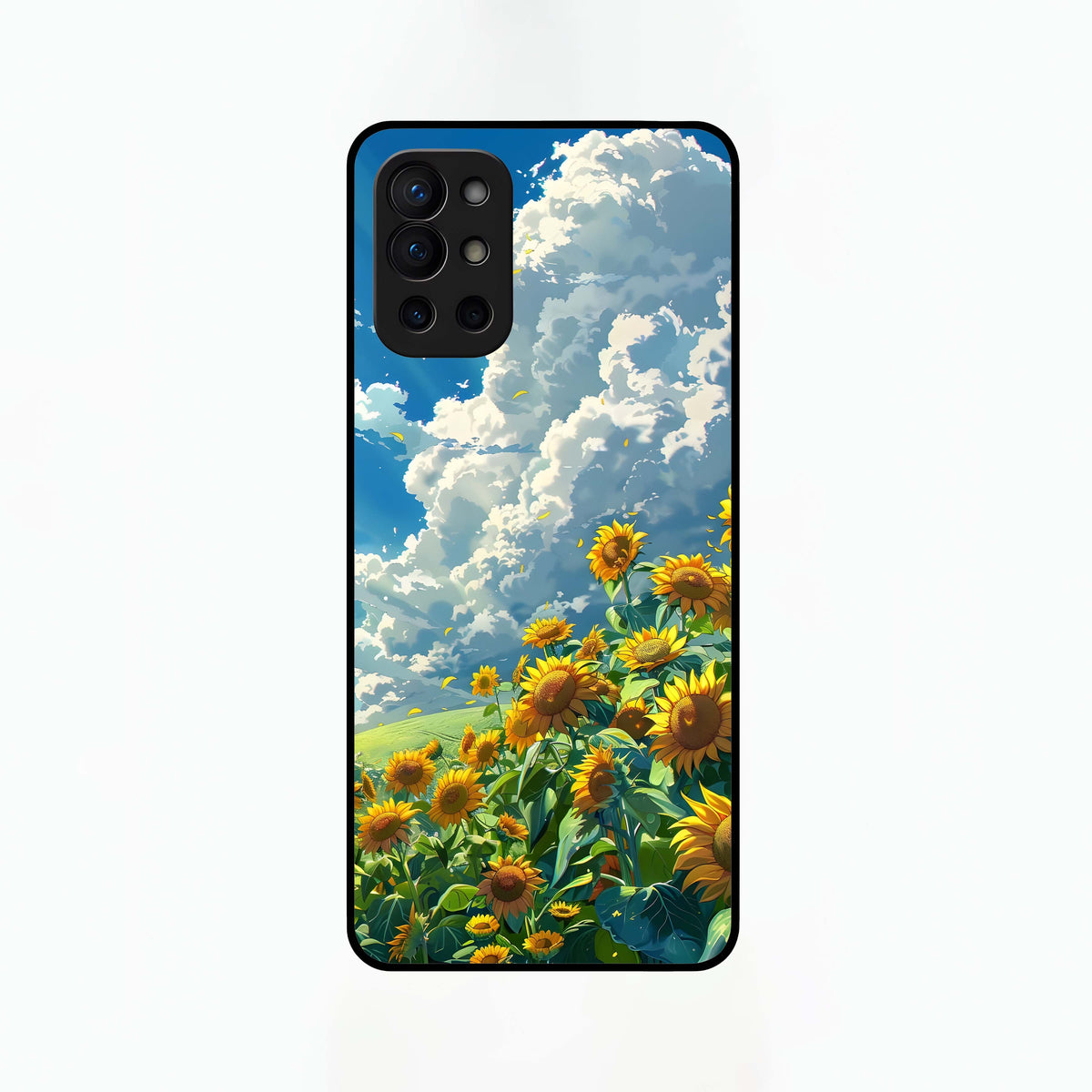  Golden Sun Glory Glass Case For OnePlus 9R back cover – full design glossy printed glass finish