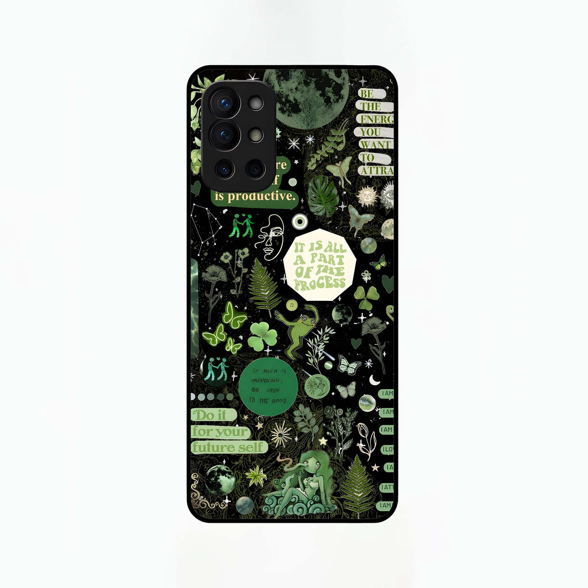  Green Mandala Pattern Glass Case For OnePlus 9R back cover – full design glossy printed glass finish