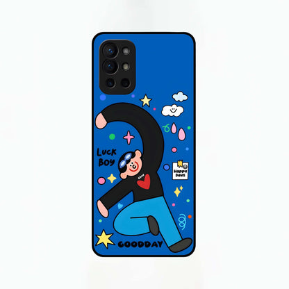  Happy Luck Vibe Glass Case For OnePlus 9R back cover – full design glossy printed glass finish